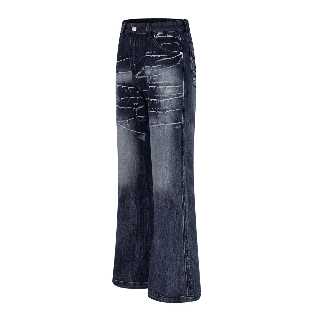 Madxmarx Cracked-Wash Wide-Leg Denim