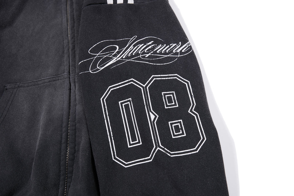 Madxmarx Washed Crest Graphic Zip-Up Hoodie