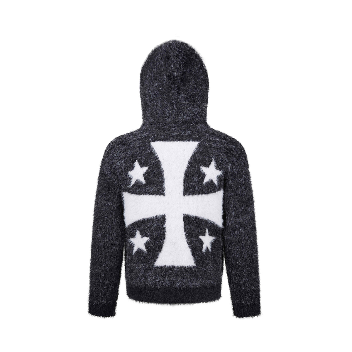 Madxmarx Fuzzy Graphic Zip-Up Sweater
