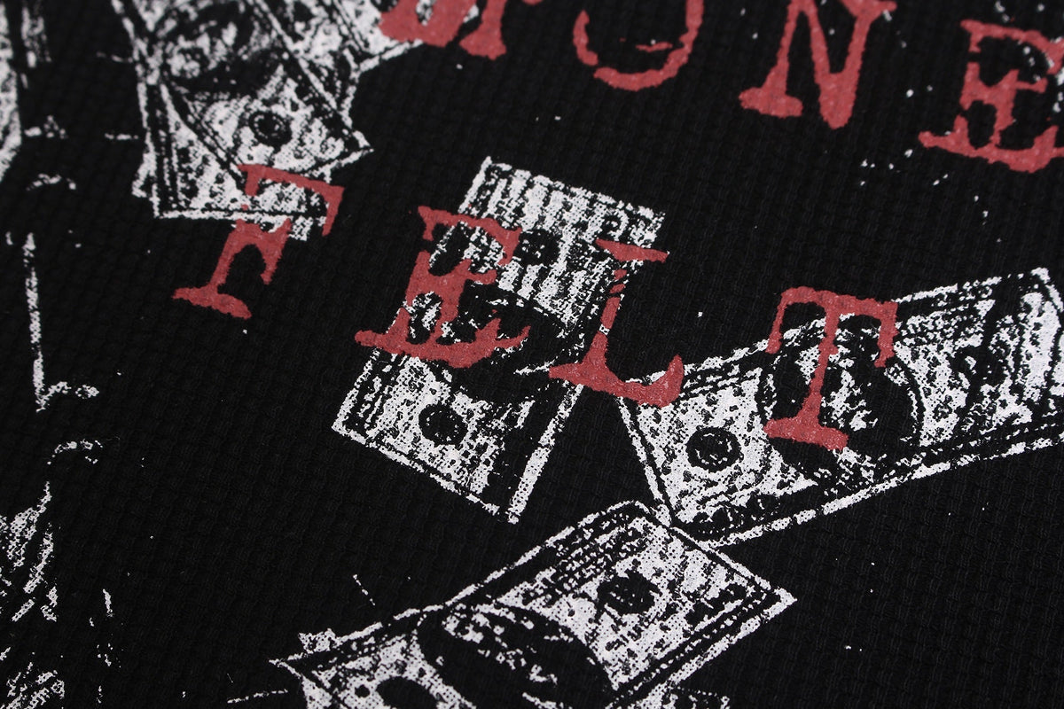 Madxmarx Vintage-Langarmshirt mit Waffelstruktur und Grafikaufdruck
