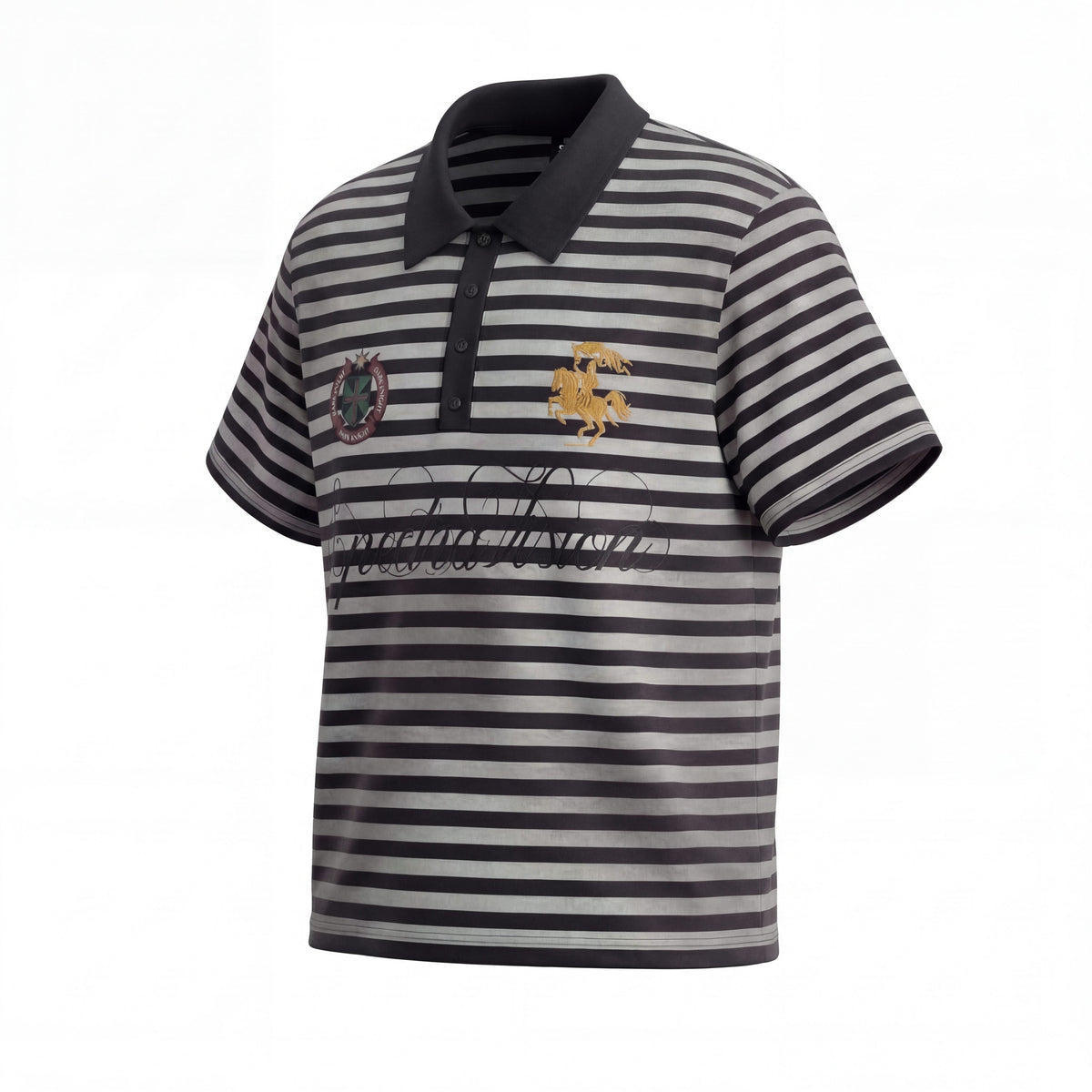 Madxmarx “Stripe Crest Polo Tee”