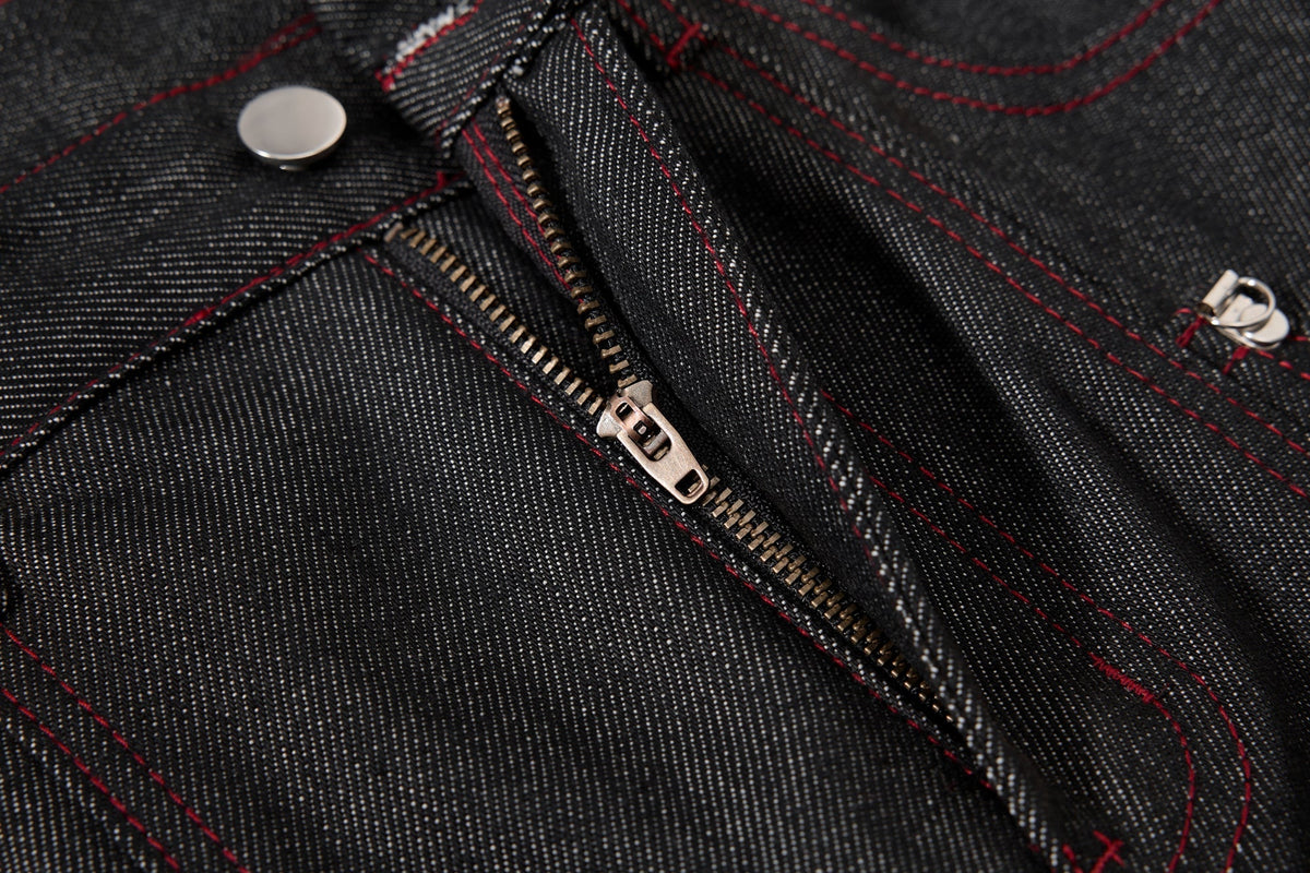 Pantalon en jean à poches multiples surpiqué Madxmarx