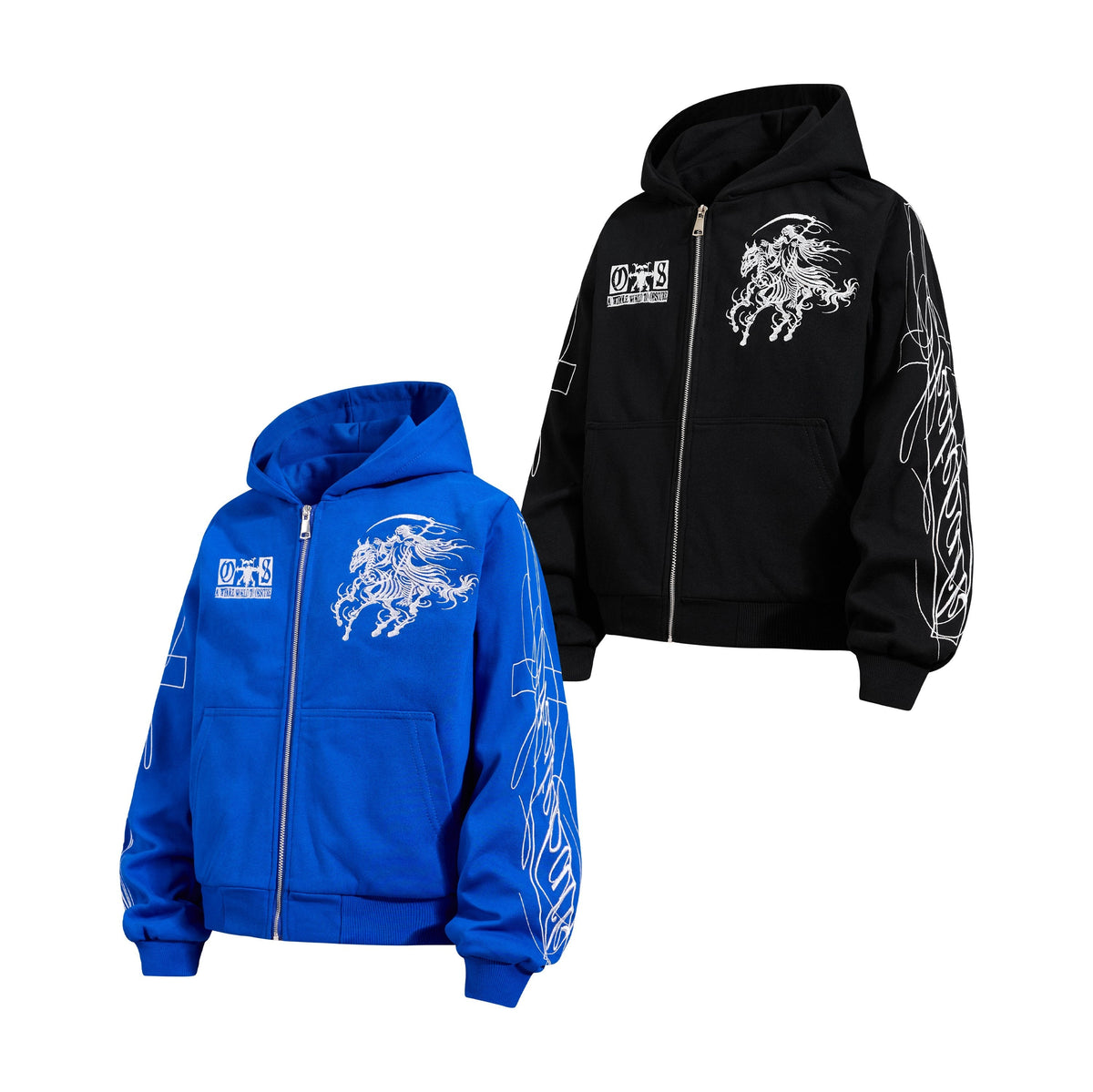 Madxmarx Horse Graphic Zip-Up Hoodie