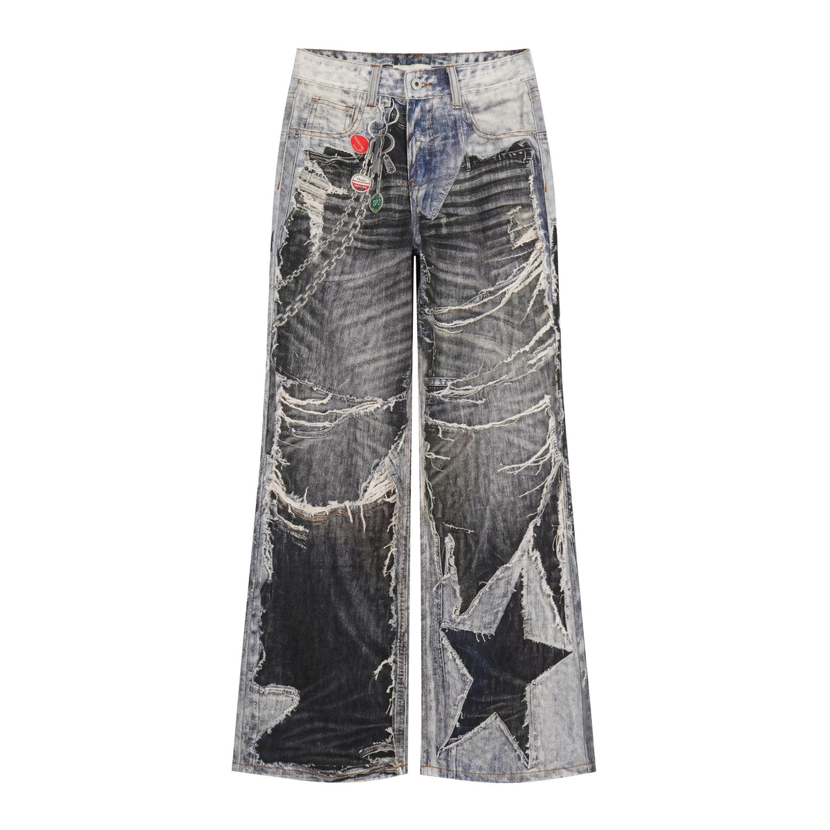 Madxmarx Distressed Patchwork Jeans