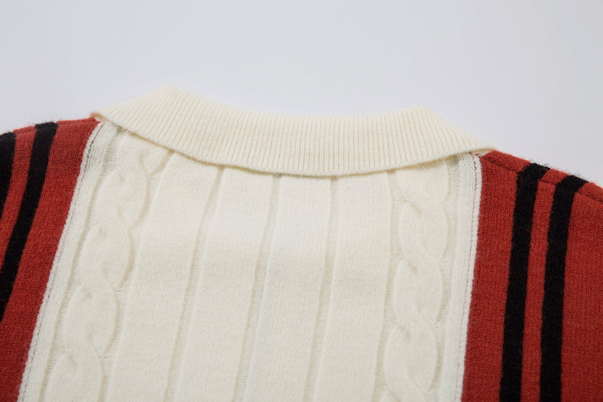 Madxmarx Retro Stripe Knit Zip Jacket