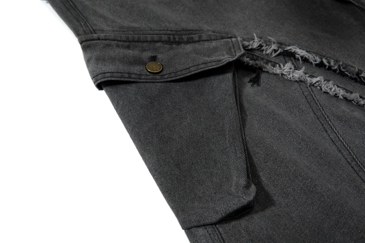 Jean cargo incurvé délavé et effiloché Madxmarx