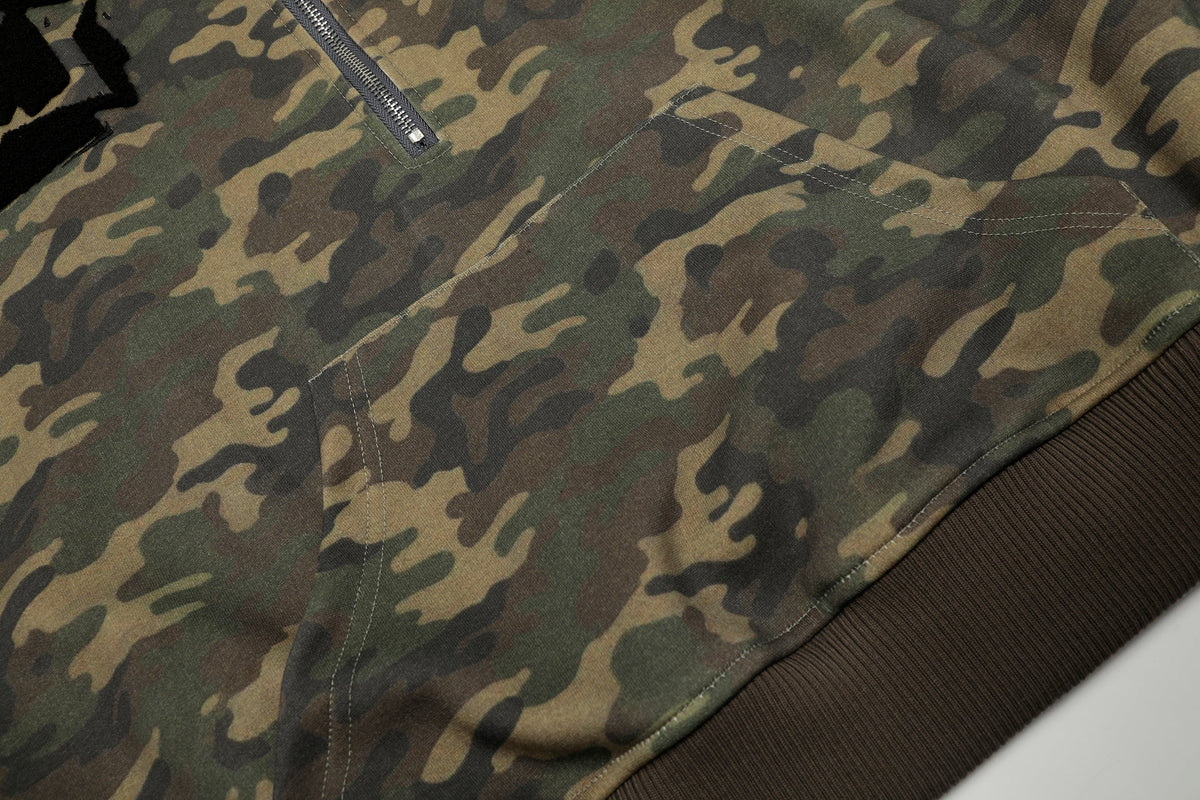 Madxmarx Camo Chenille Patch Half-Zip Hoodie