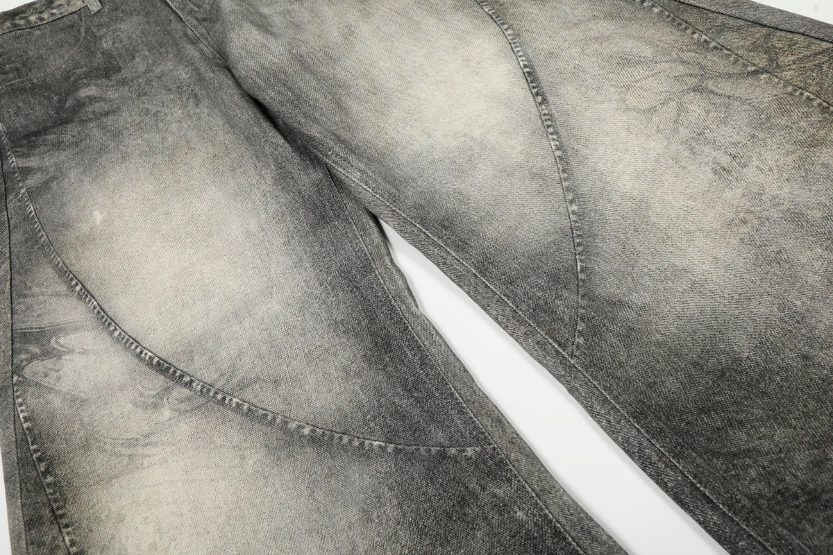 Madxmarx Washed Curved Denim Pants
