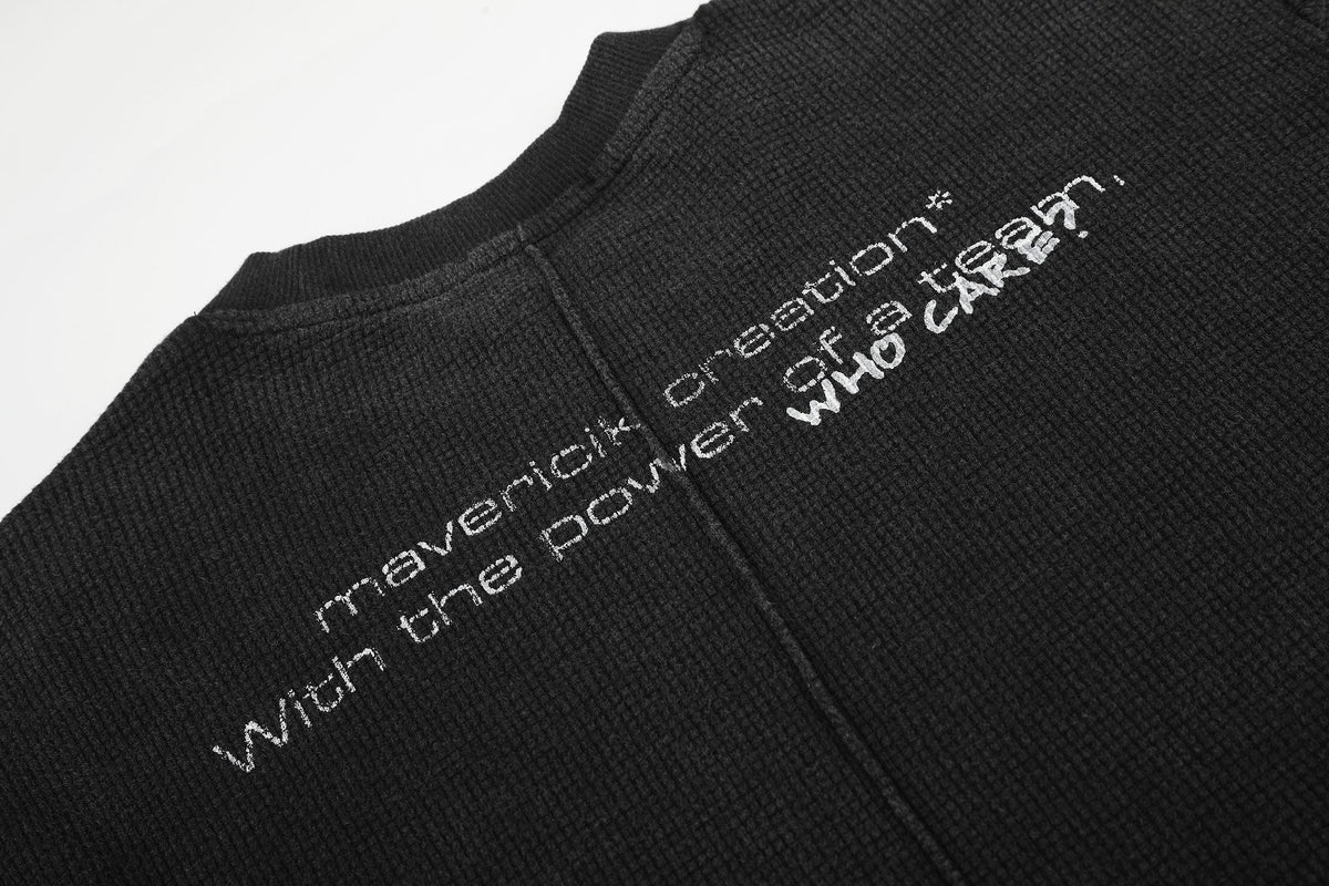 Madxmarx Waffle Knit Graphic Long Sleeve Tee