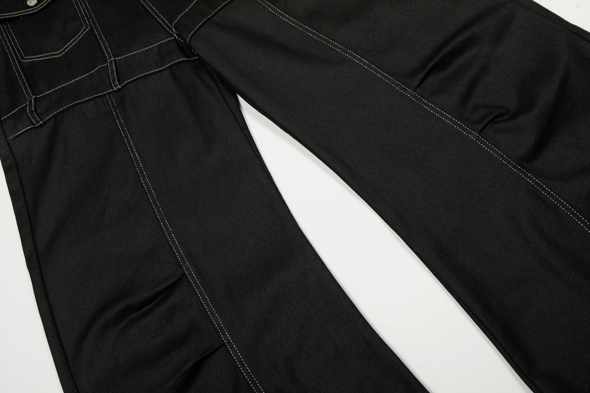 Pantalon large en jean à surpiqûres contrastantes Madxmarx