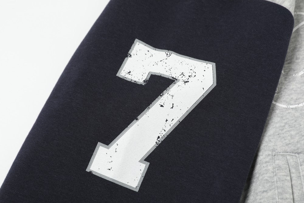 Madxmarx Contrast Sleeve Graphic Zip-Up Hoodie
