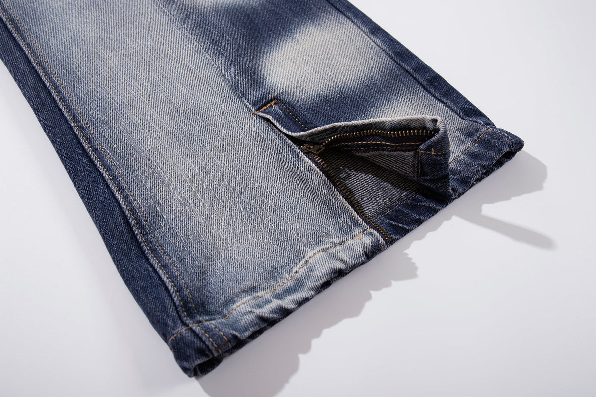 Madxmarx Gradient Fade Split-Hem Wide-Leg Jeans