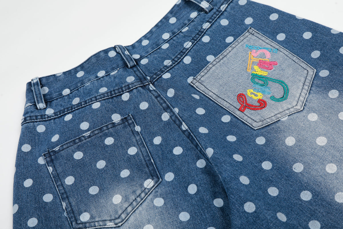 Madxmarx Jeans aus gewaschenem Denim mit Punkten