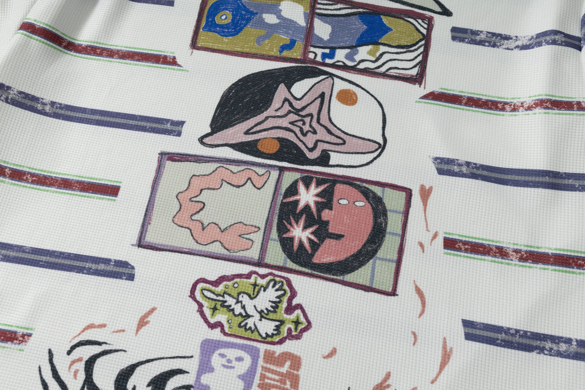 Madxmarx Abstract Stripe Long-Sleeve Polo Shirt