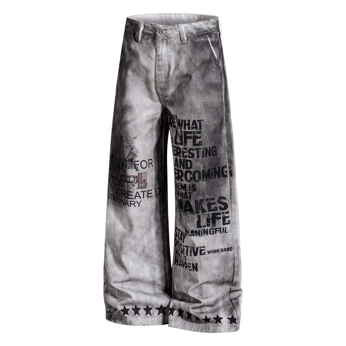 Pantalon large délavé à motif graphique Madxmarx