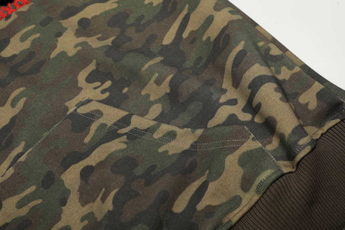 Madxmarx Camo Chenille Patch Half-Zip Hoodie