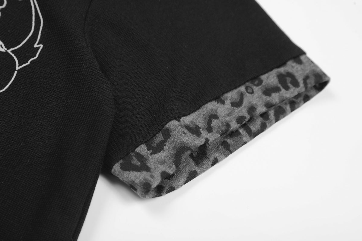 Madxmarx “Leopard Collar Graphic Polo Tee”