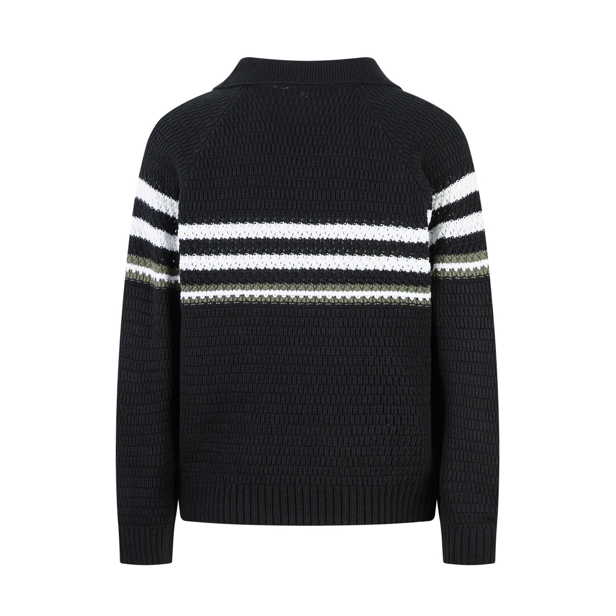 Madxmarx Striped Knit Polo Sweater