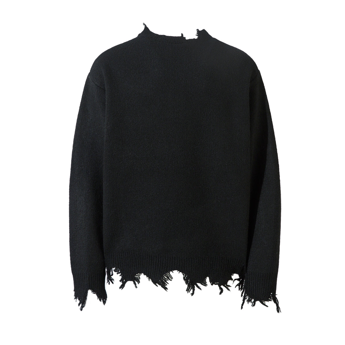 Madxmarx Distressed Hem Half-Zip Knit Sweater