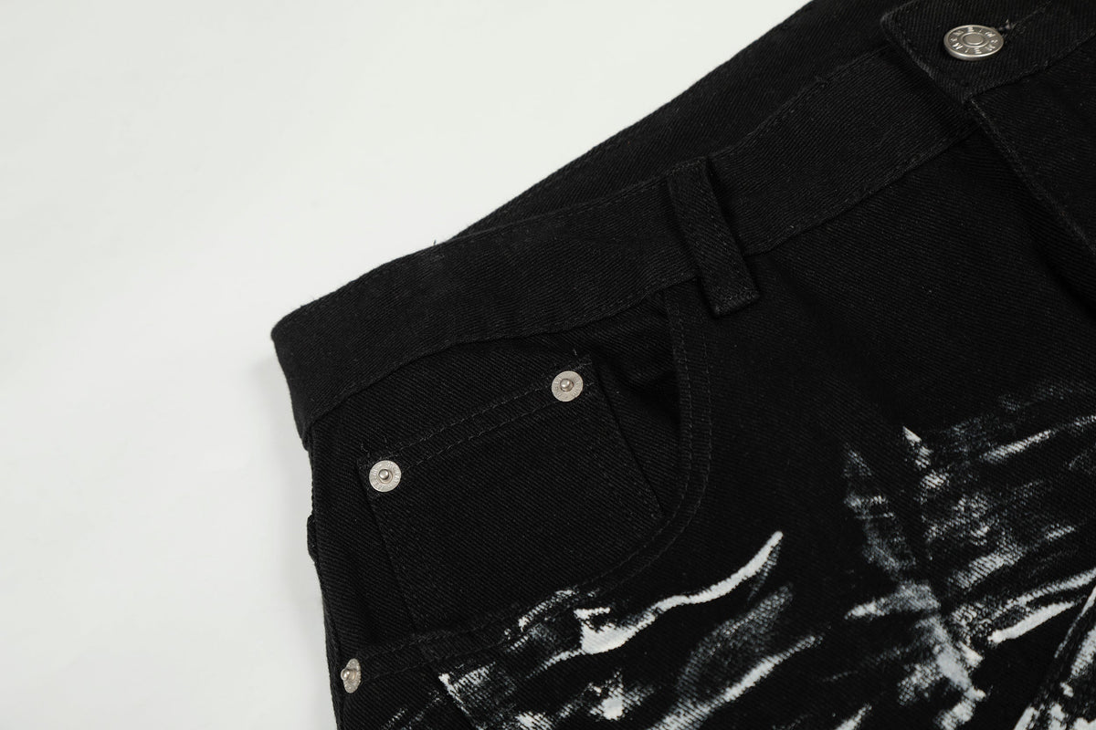 Madxmarx Star Brush-Stroke Wide-Leg Jeans