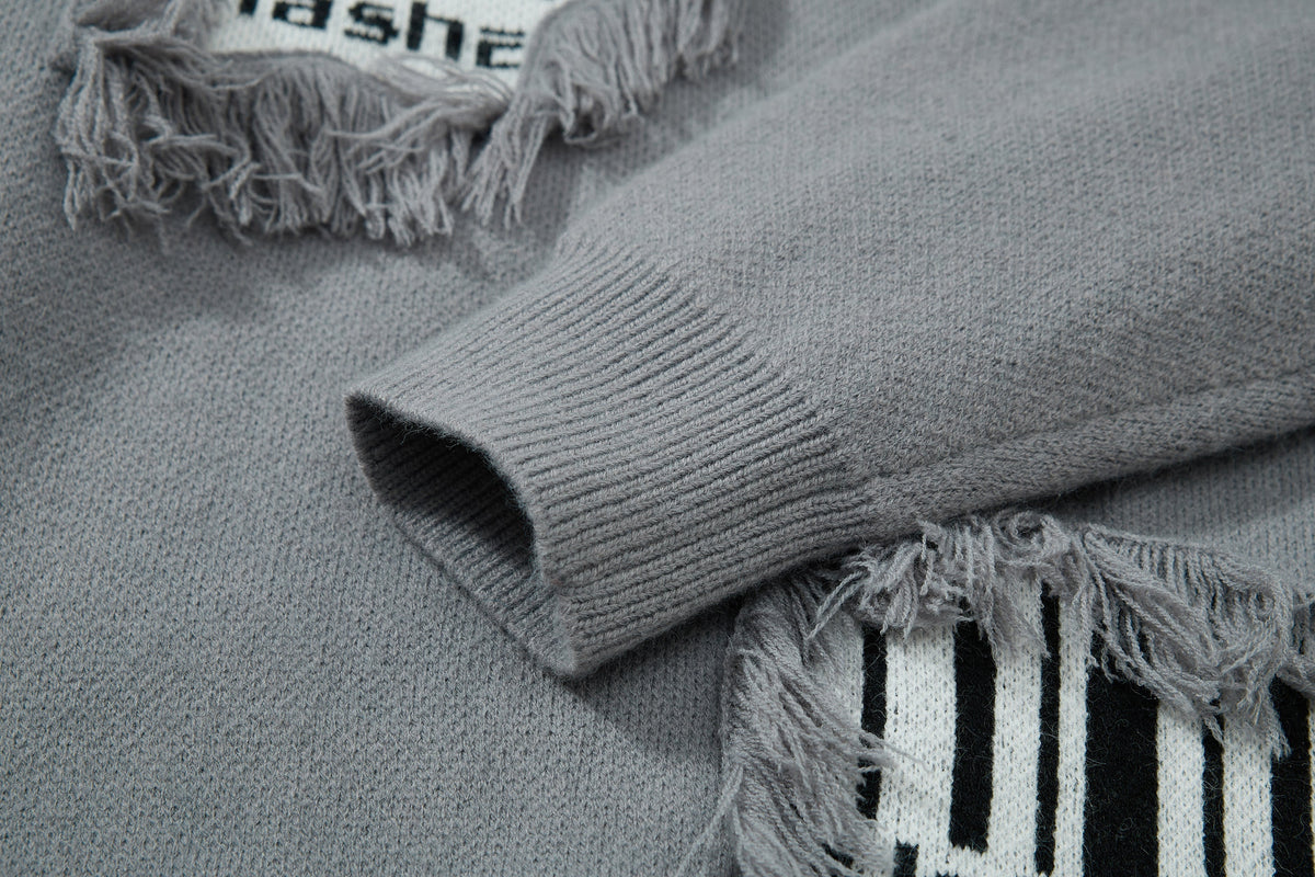 Madxmarx Fringe Patch Knit Sweater