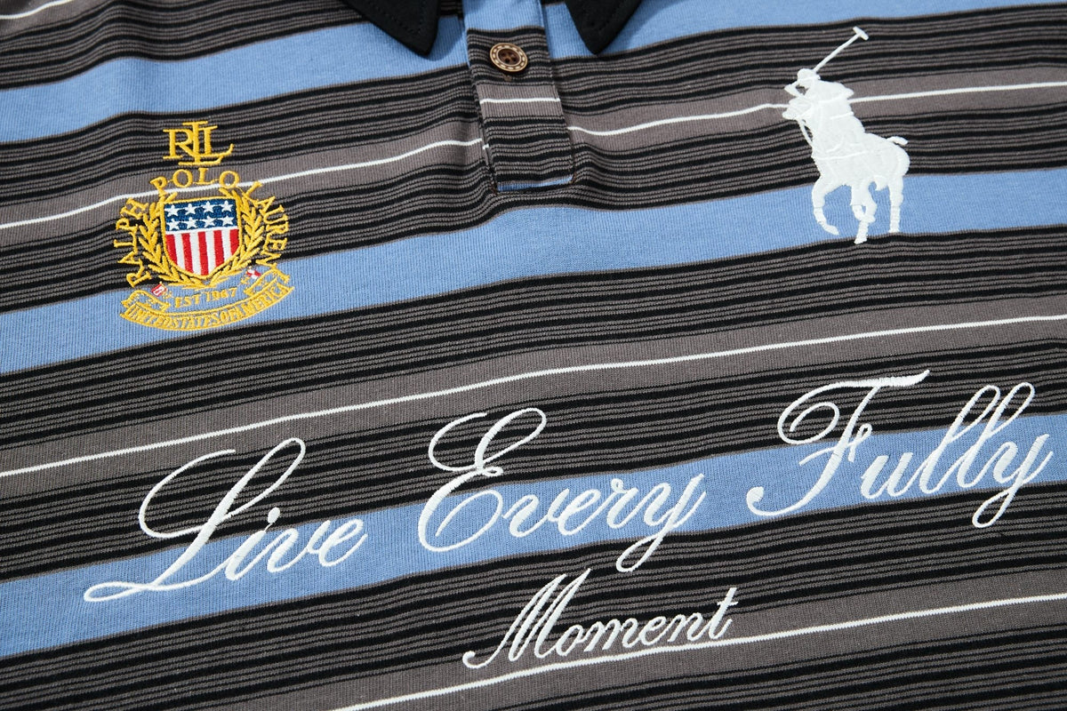 Madxmarx Striped Embroidered Rugby Polo Long Sleeve