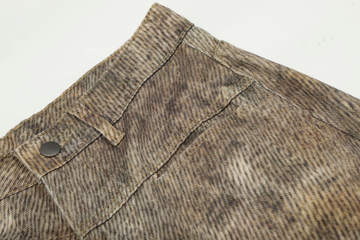 Jeans larges lavés à motif léopard Madxmarx