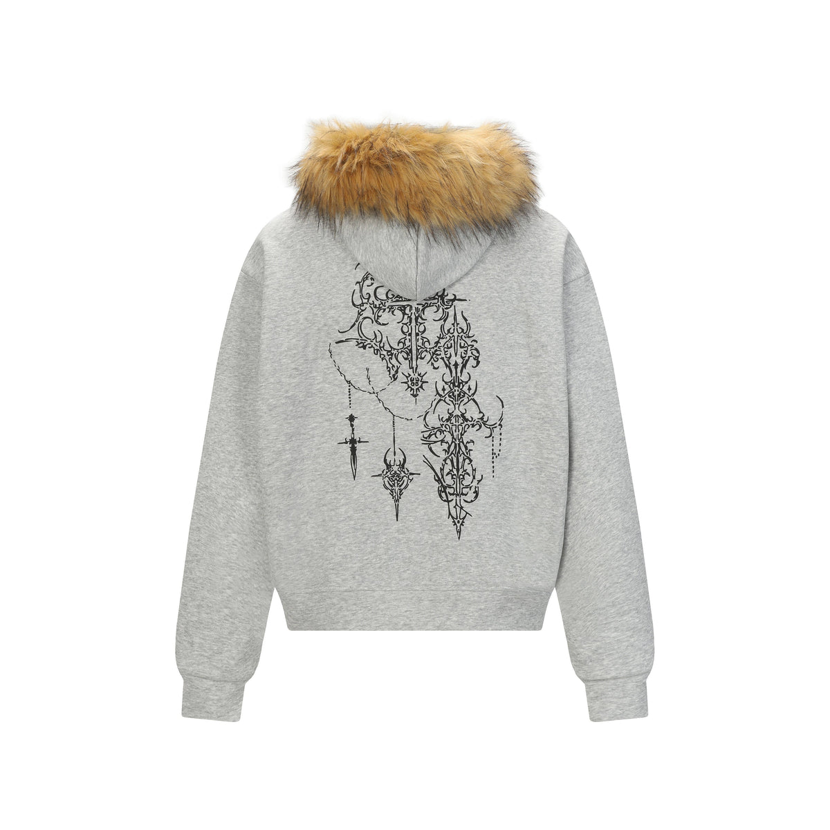 Madxmarx Gothic Fur Hood Zip Hoodie