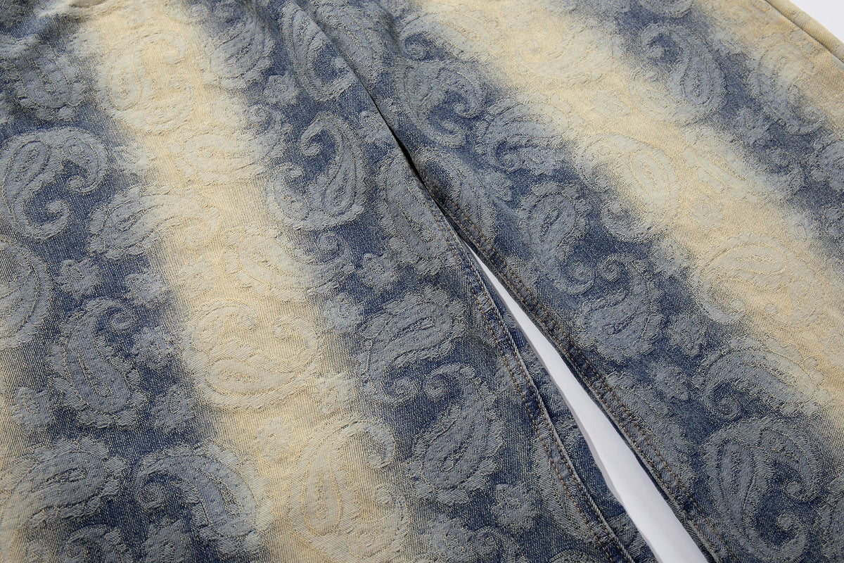 Madxmarx Paisley Spray-Fade Jeans mit weitem Bein
