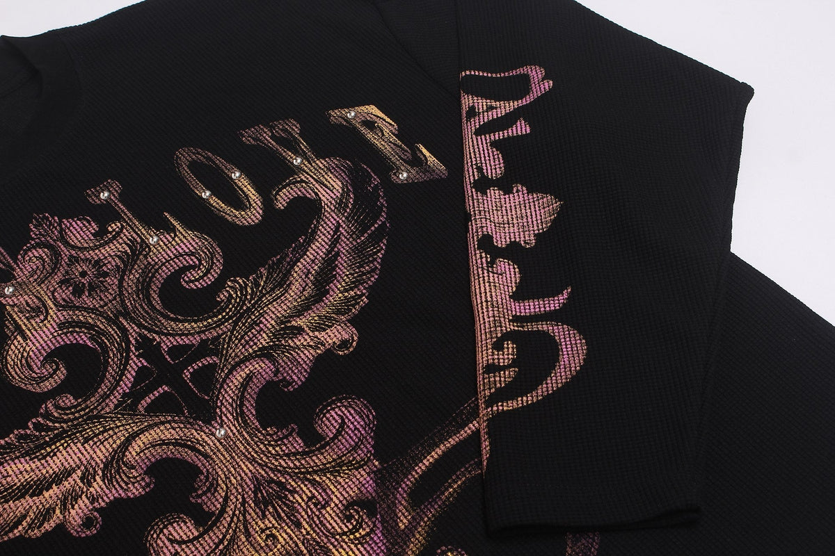 Madxmarx Gothic Cross Waffle Long Sleeve