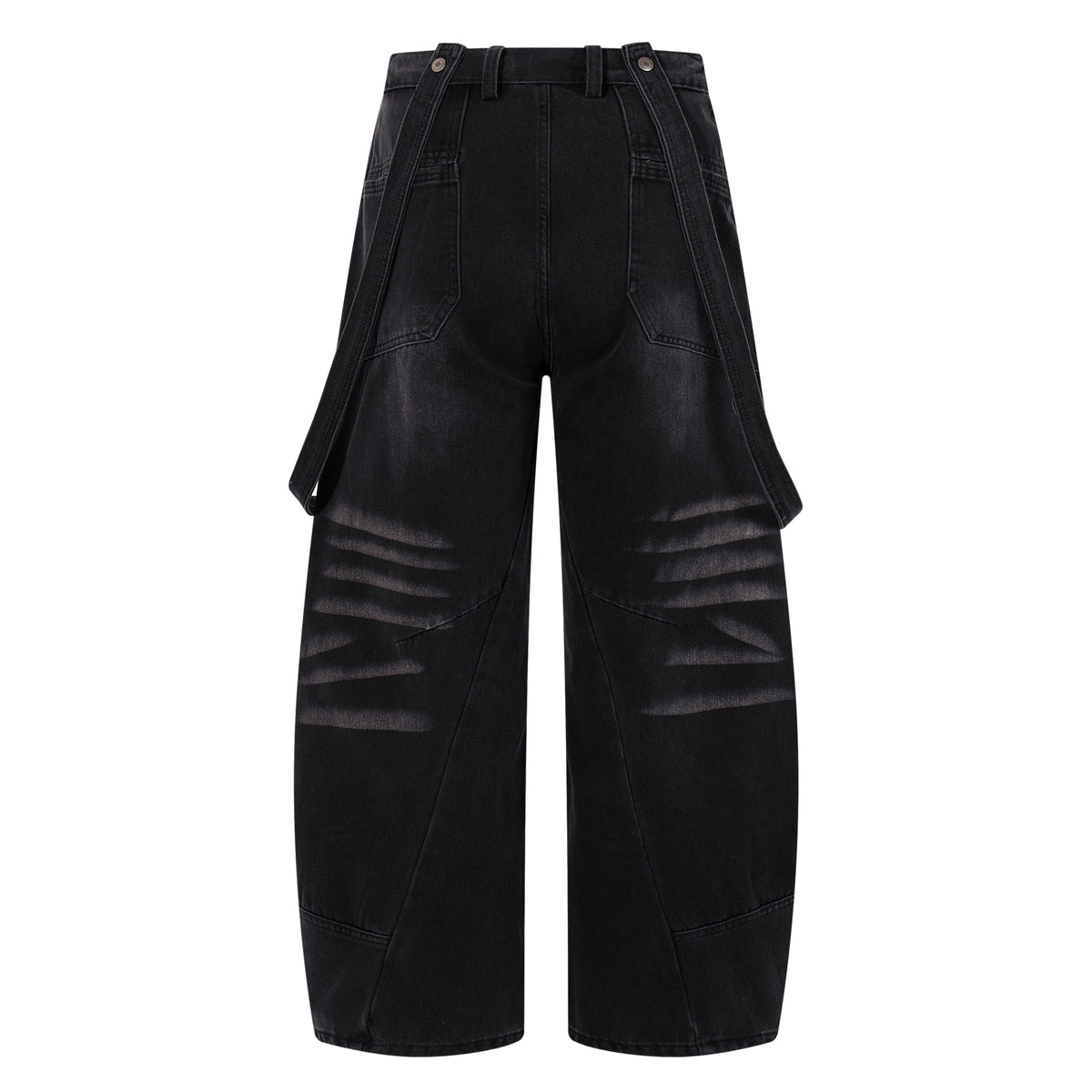 Madxmarx Strap-Detail Washed Wide-Leg Jeans