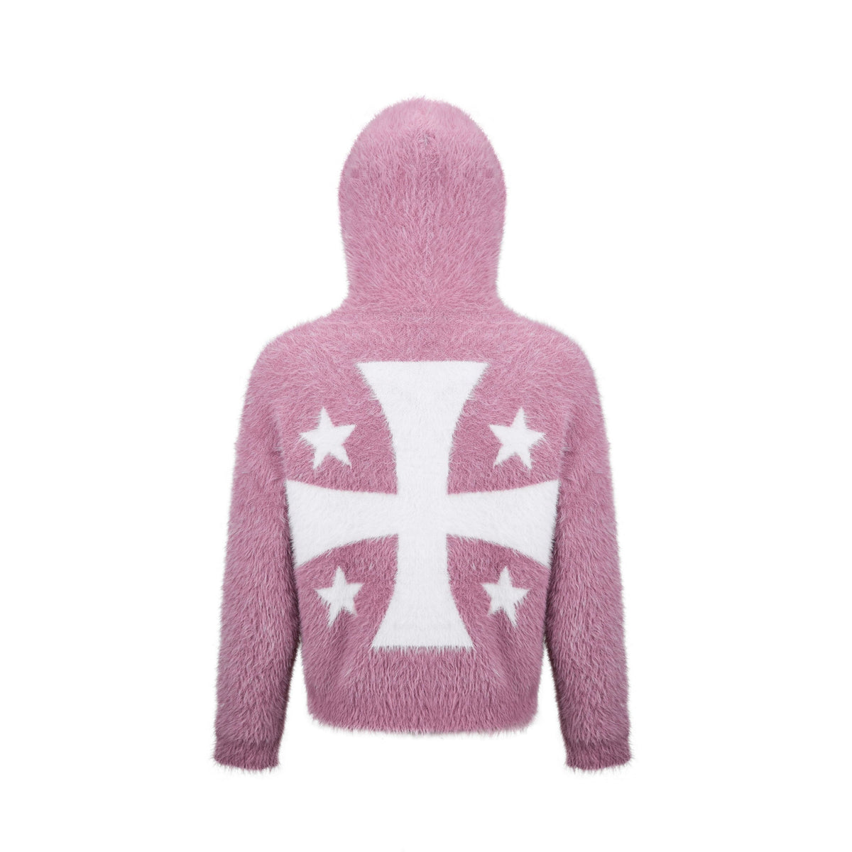 Madxmarx Fuzzy Graphic Zip-Up Sweater