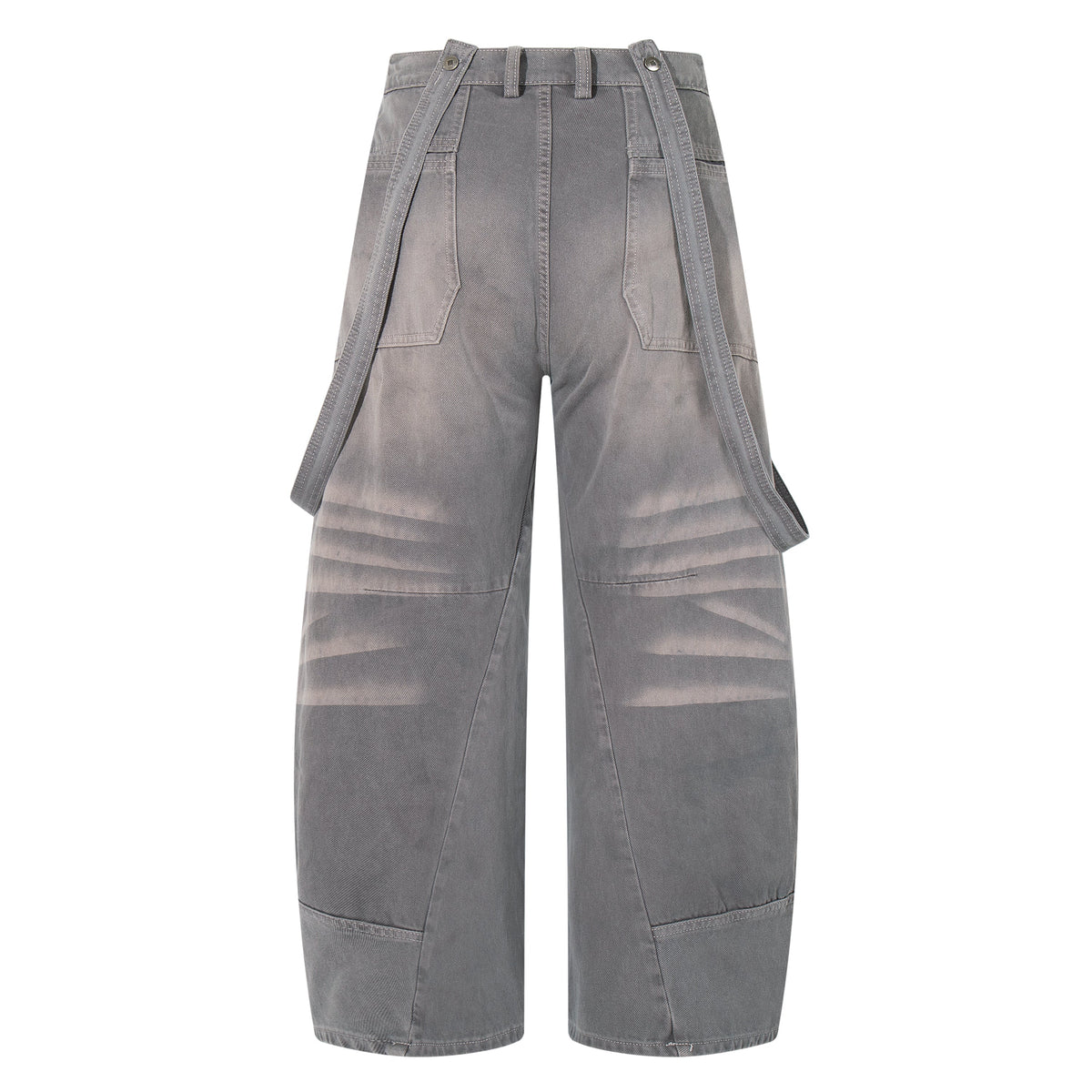 Madxmarx Strap-Detail Washed Wide-Leg Jeans