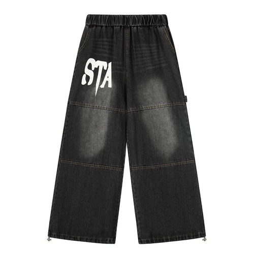 Pantalones vaqueros anchos “Star Flag” de Madxmarx - S / Negro