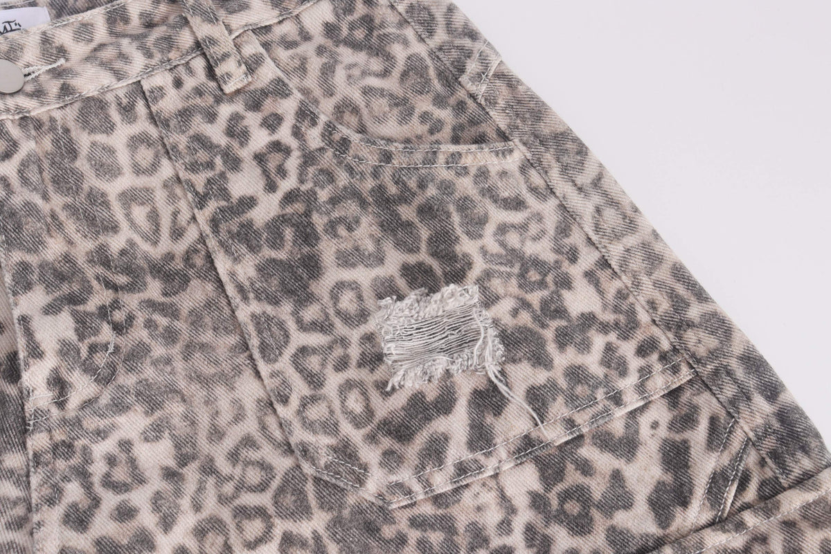 Madxmarx Leopard Cargo Baggy Jeans