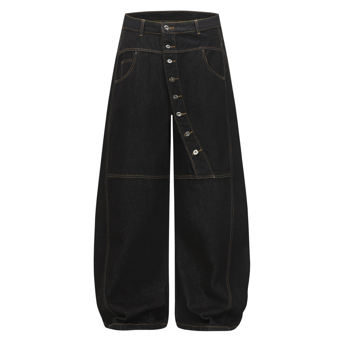 Pantalon large en jean à boutons asymétriques Madxmarx