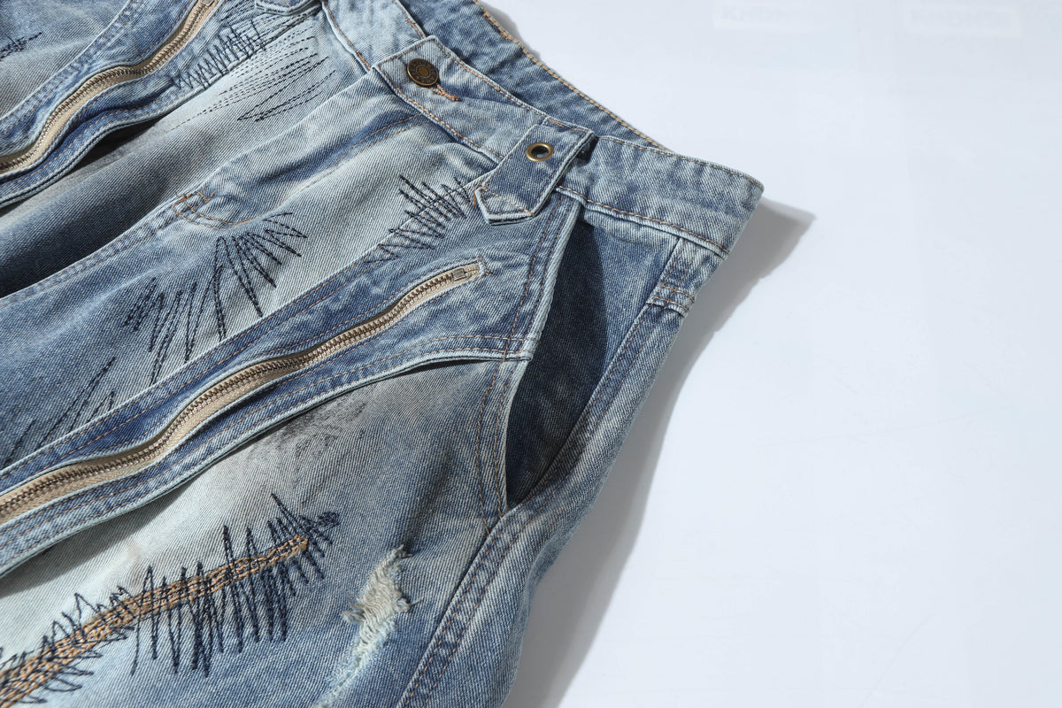 Pantalon en jean patchwork effet vieilli Madxmarx