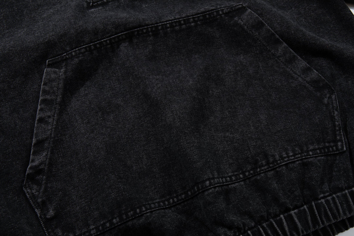 Madxmarx Toggle-Front Washed Denim Hoodie