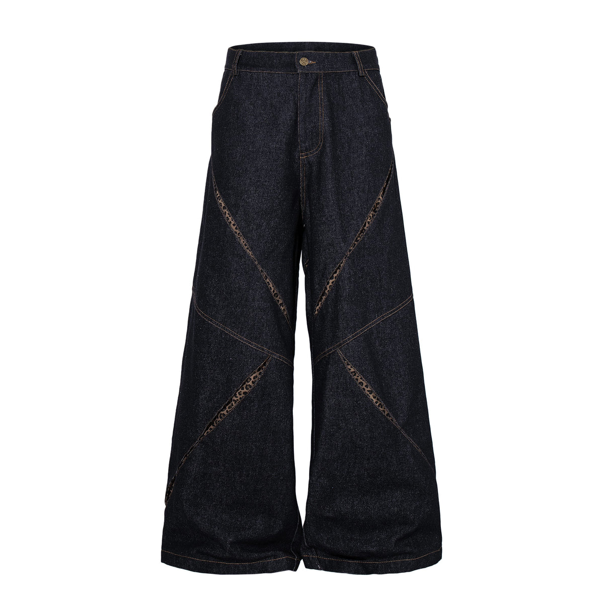 Madxmarx Leopard Panel Wide-Leg Jeans
