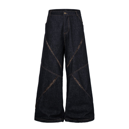 Madxmarx Leopard Panel Wide-Leg Jeans - S / Black
