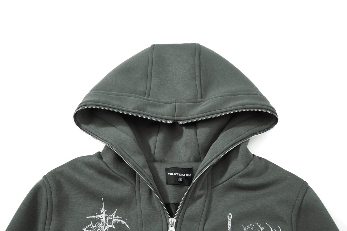 Madxmarx Gothic Line Art Zip Hoodie