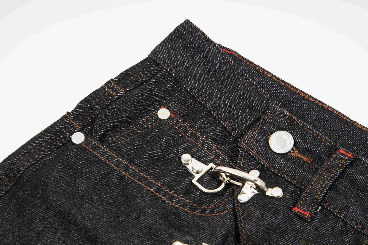 Pantalones de mezclilla de pierna ancha con cierre de gancho Madxmarx