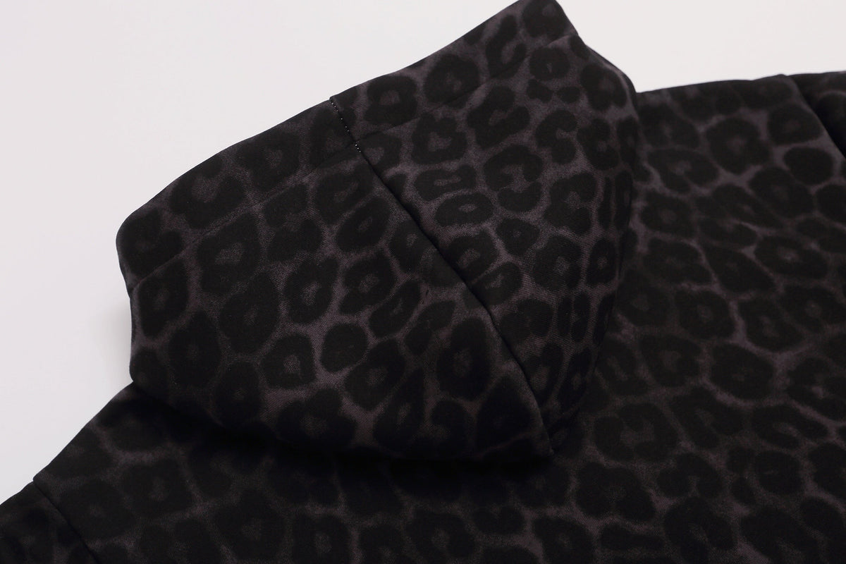 Madxmarx Leopard Crest Stripe Zip-Up Hoodie
