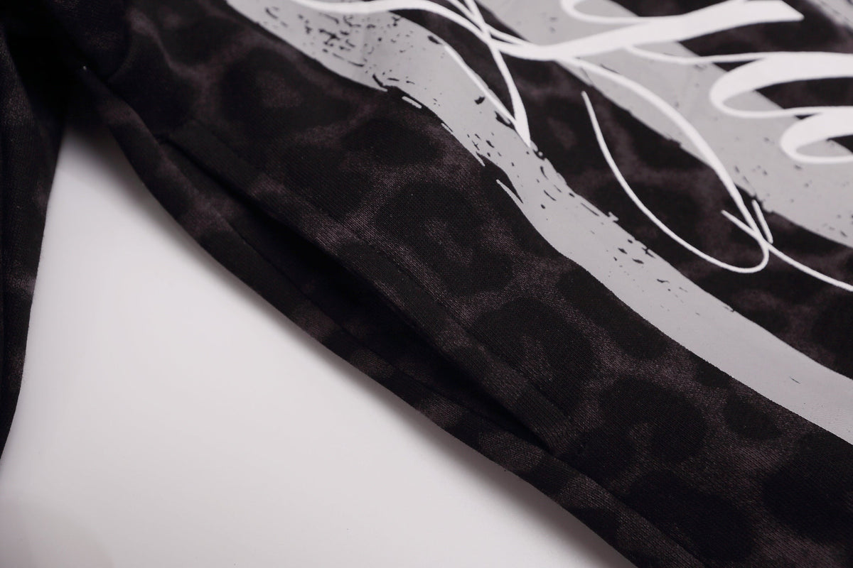 Madxmarx Leopard Crest Stripe Zip-Up Hoodie