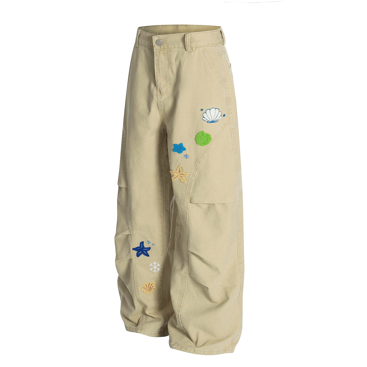 Madxmarx Sea Shell Embroidered Cargo Pants