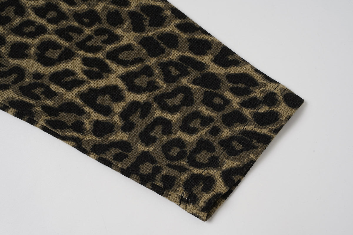 Madxmarx Leopard Sleeve Cross Graphic Long Sleeve Tee
