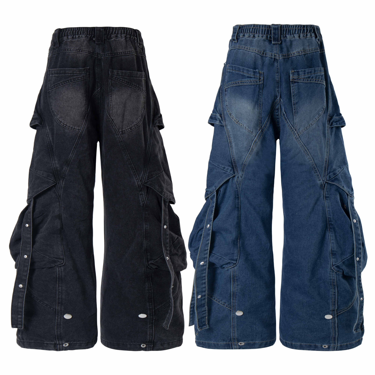 Madxmarx Multi-Pocket Baggy Denim Jeans