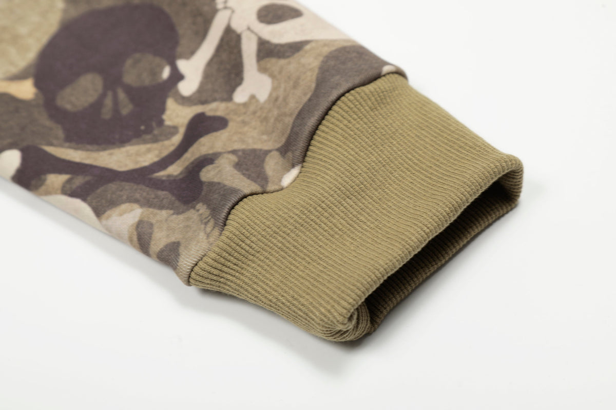 Madxmarx Kapuzenjacke mit Totenkopf-Camouflage und Fellbesatz