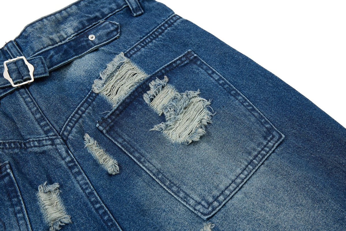 Madxmarx Distressed Wide-Leg Denim Jeans