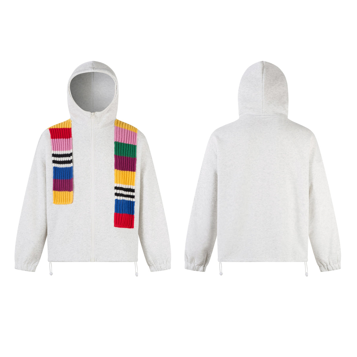 Madxmarx Color-Block Scarf Hooded Zip Jacket